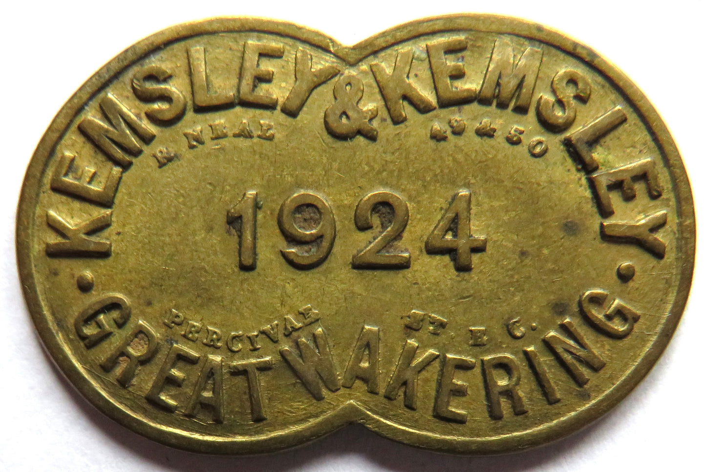 Kemsley & Kemsley 1924 Great Wakering 1d Token