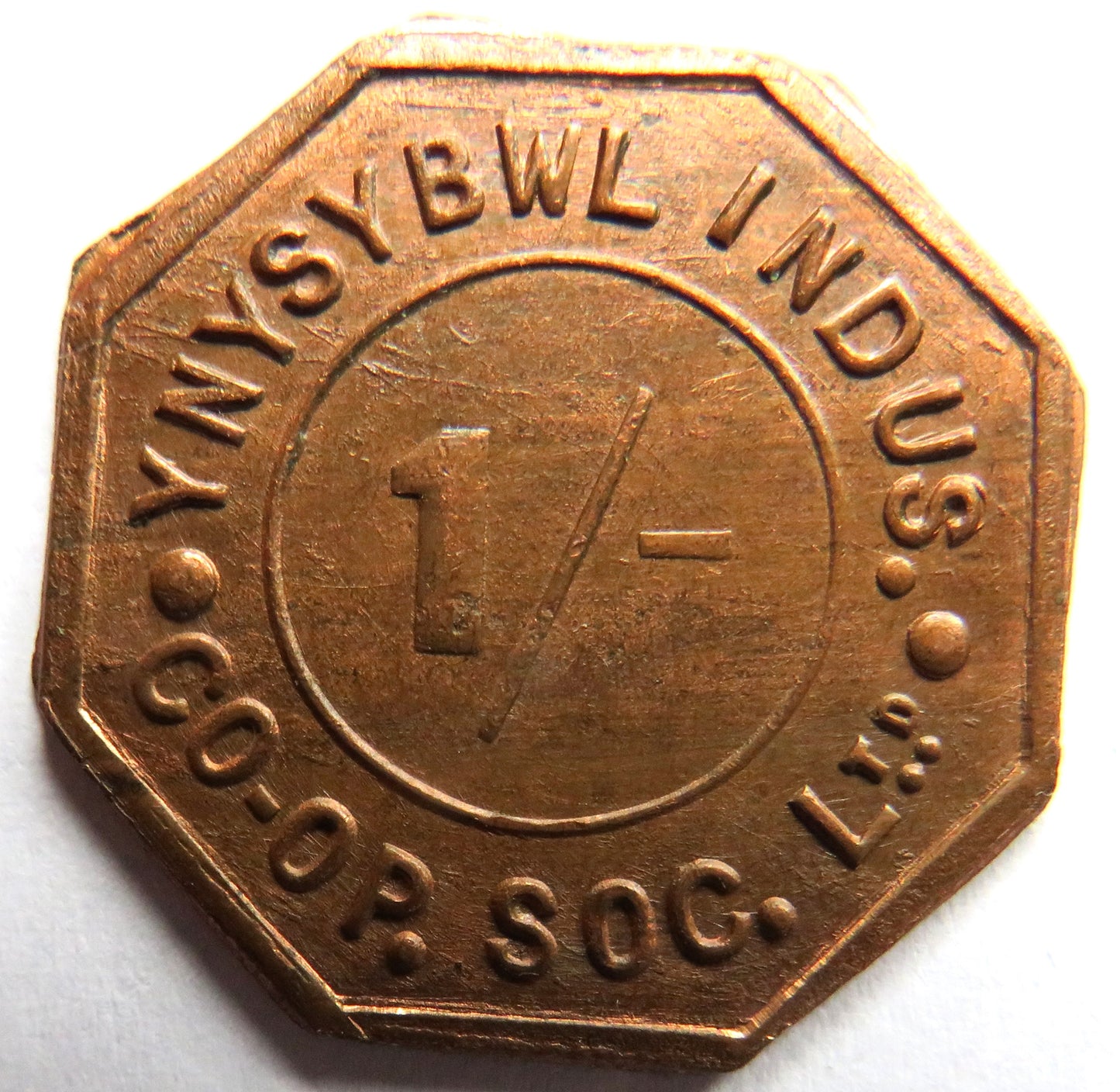 YNYSYBWL Industrial Co-operative Society 1/- Token