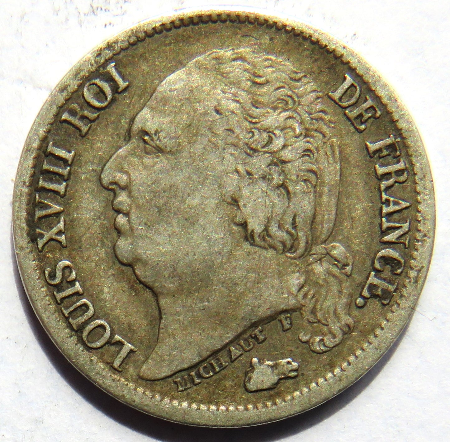 1824-A France Silver 1/2 Franc Coin