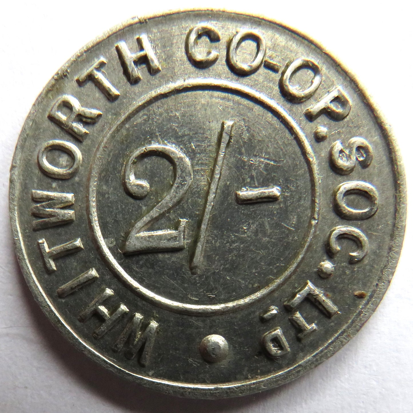 Whitworth Co-Operative Society 2/- Token