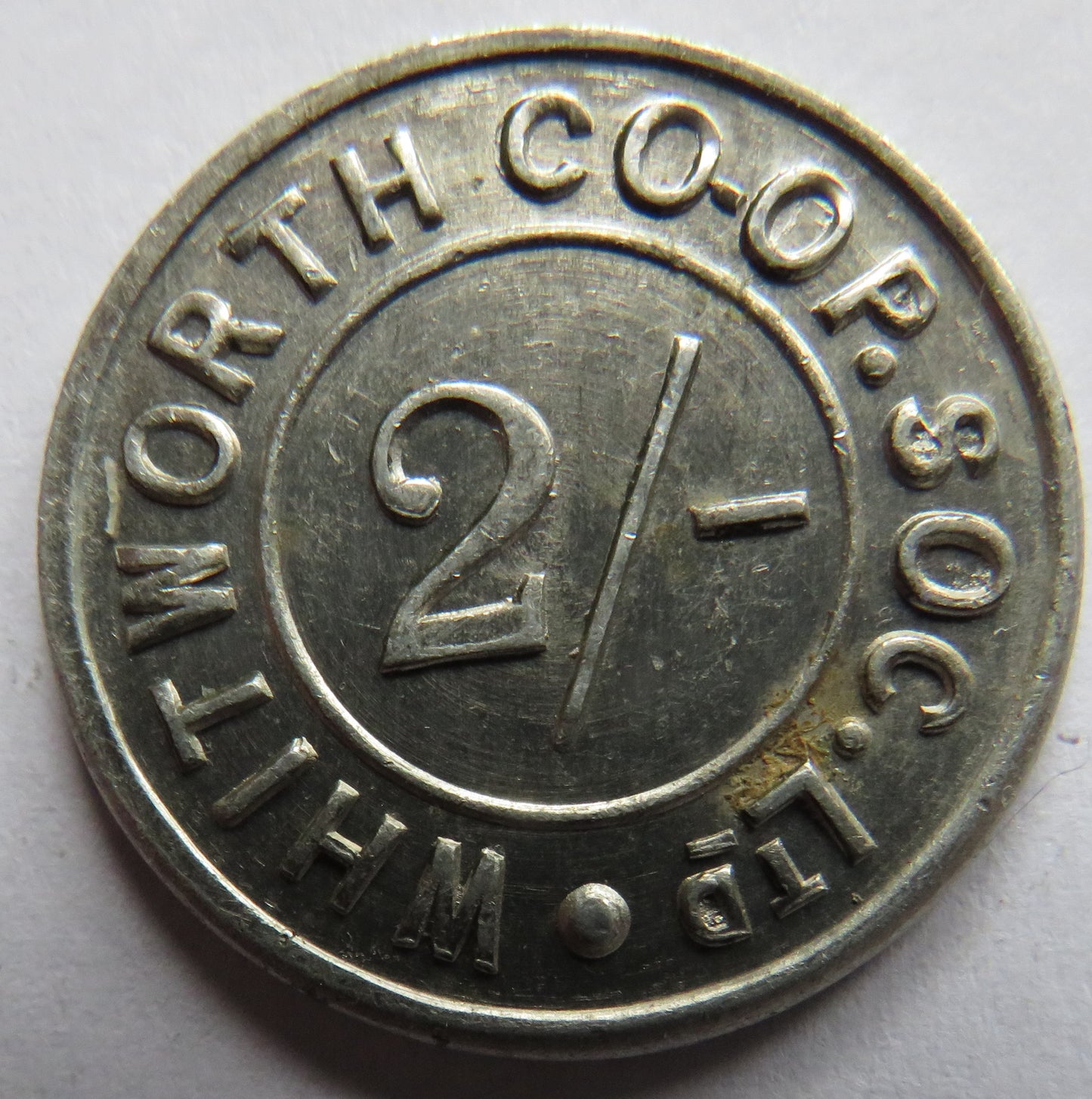 Whitworth Co-Operative Society 2/- Token