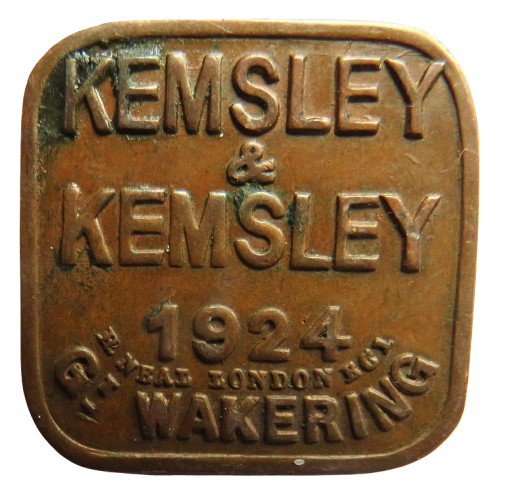 Kemsley & Kemsley 1924 Great Wakering 2/6 Token