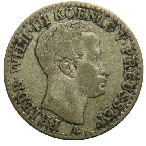 1822-A German States Prussia Silver 1/6 Thaler Coin
