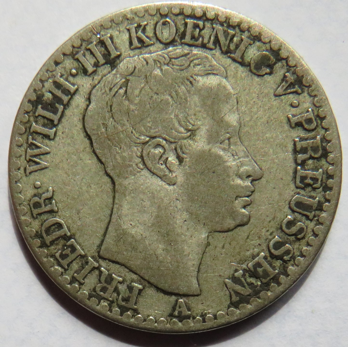 1822-A German States Prussia Silver 1/6 Thaler Coin