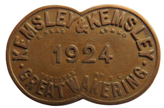 Kemsley & Kemsley 1924 Great Wakering 3d Token