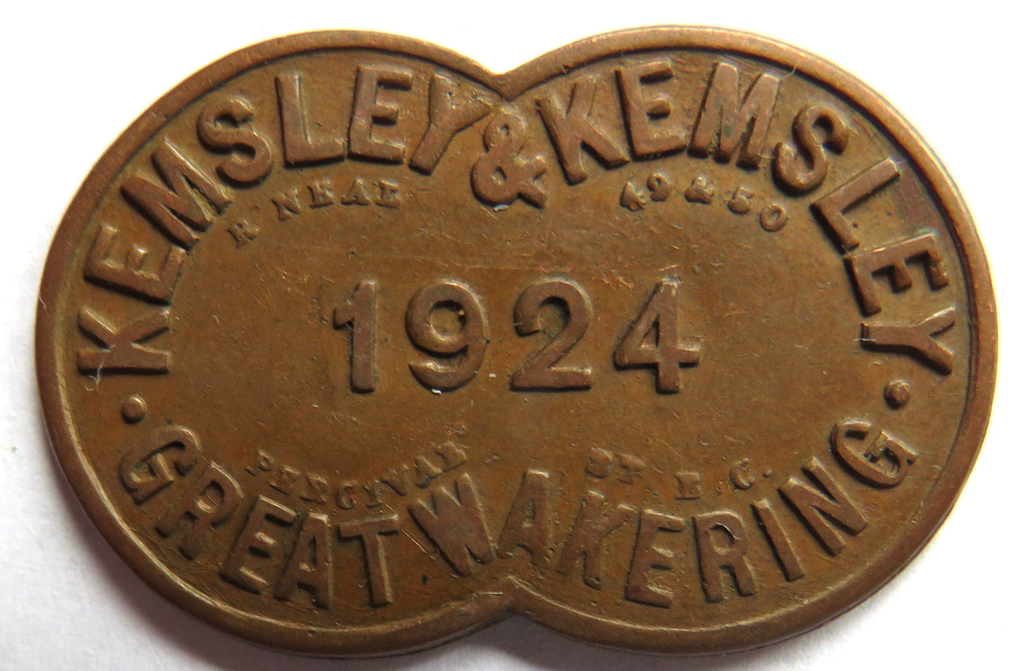 Kemsley & Kemsley 1924 Great Wakering 3d Token