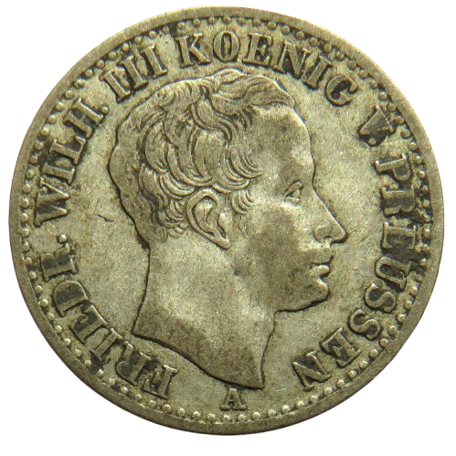 1825-A German States Prussia Silver 1/6 Thaler Coin
