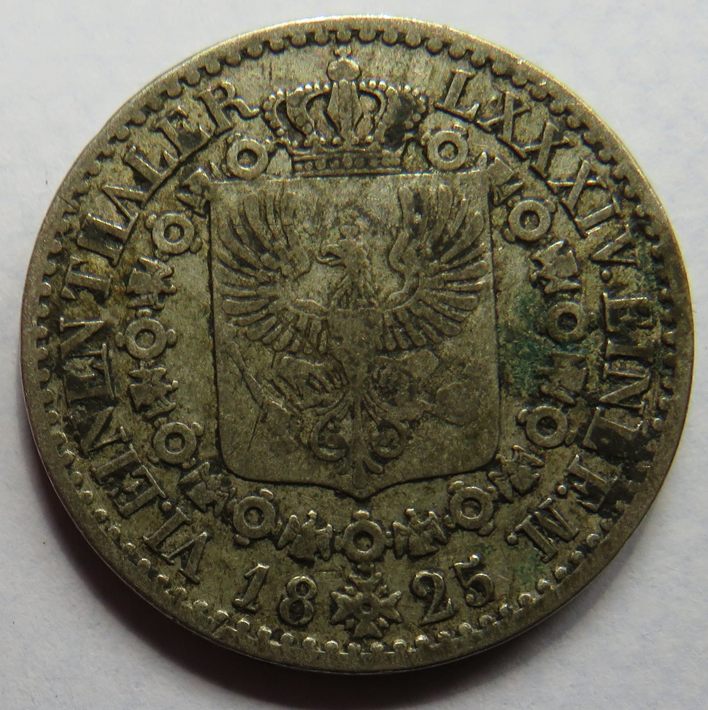 1825-A German States Prussia Silver 1/6 Thaler Coin