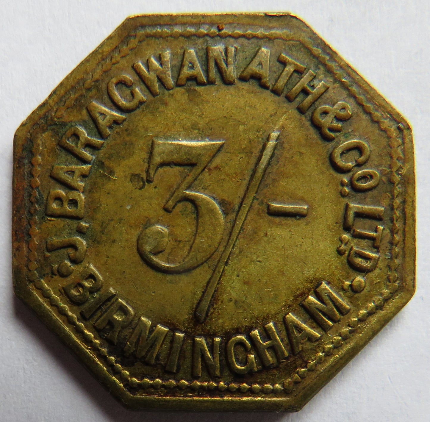 J. Baragwanath & Co Ltd Birmingham 3/- Market Token