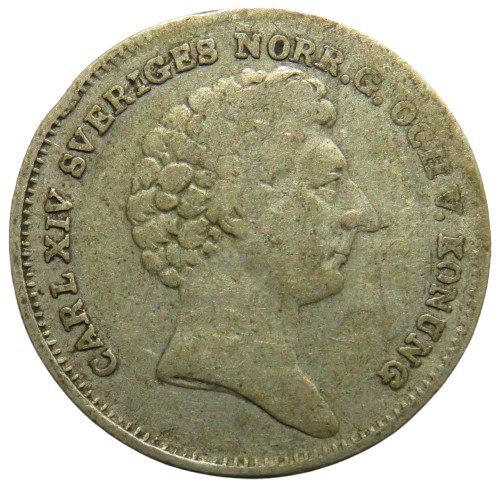 1832 Sweden 1/8 Riksdaler Coin