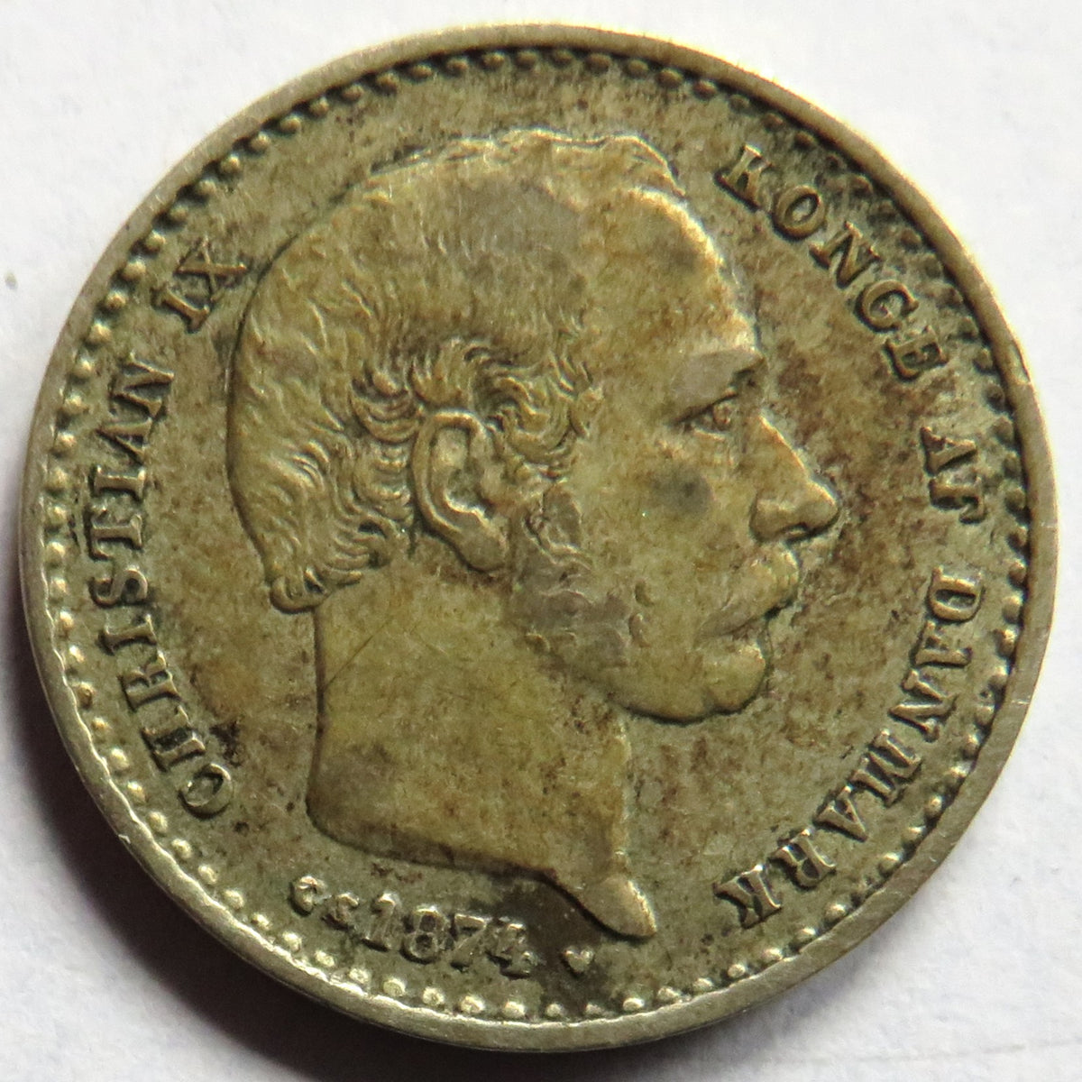 1874 Denmark Silver 25 Ore Coin image 2