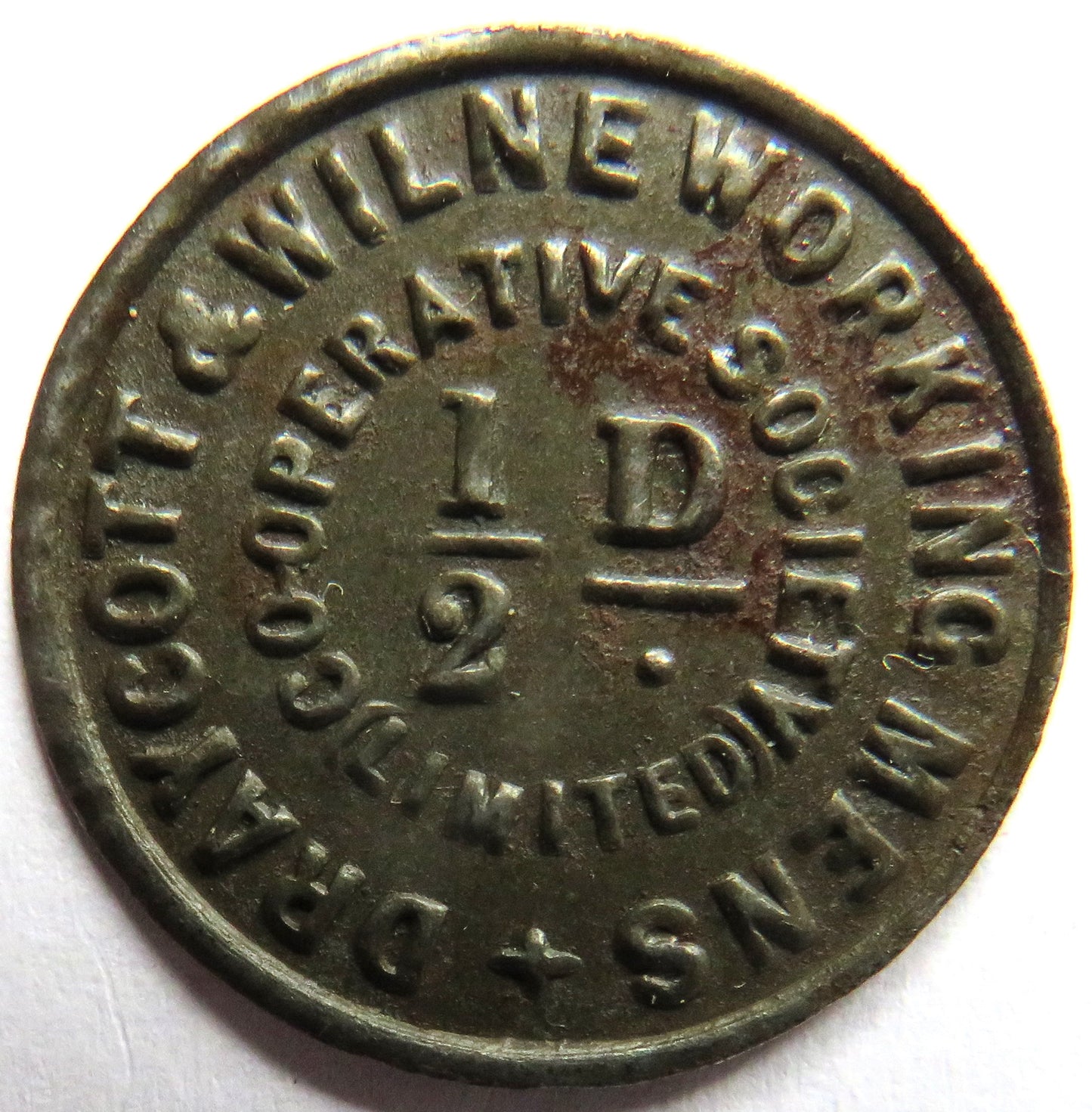Draycott & Wilne Working Men's Co-Operative Society 1/2d Token