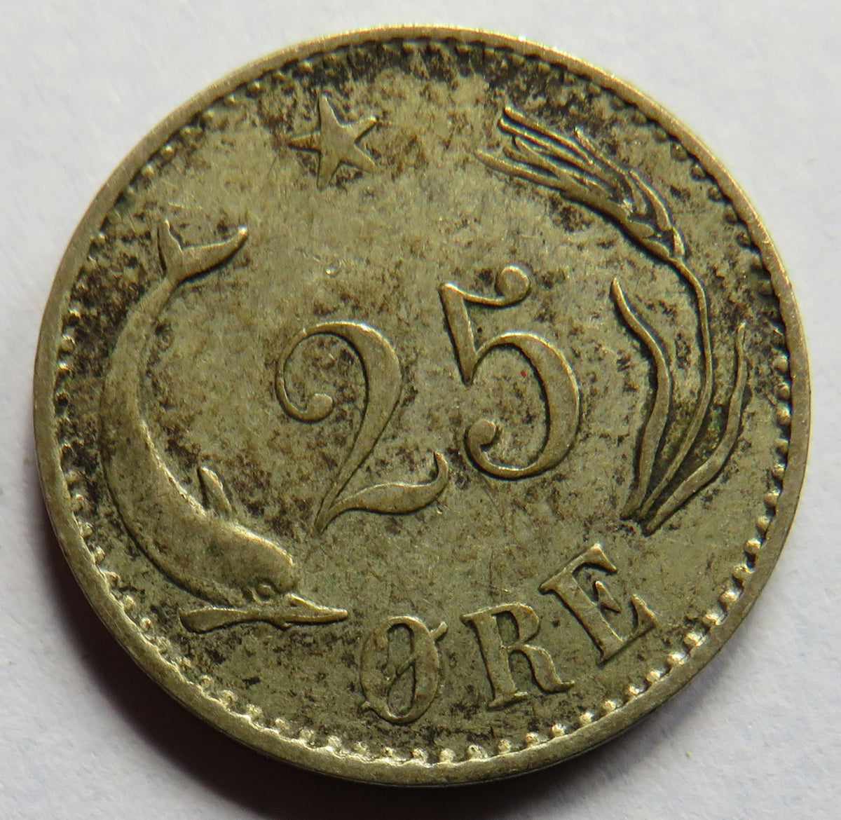1874 Denmark Silver 25 Ore Coin image 3