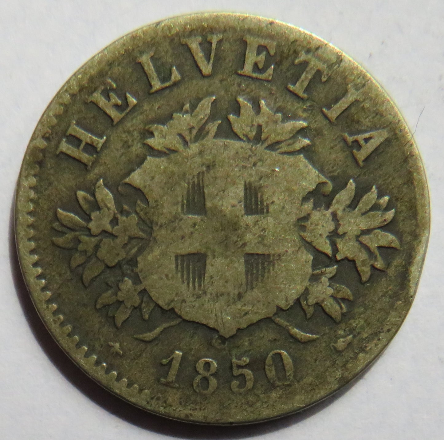 1850-BB Switzerland 20 Rappen Coin