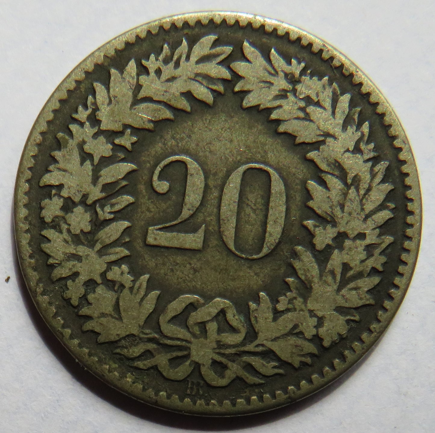 1850-BB Switzerland 20 Rappen Coin