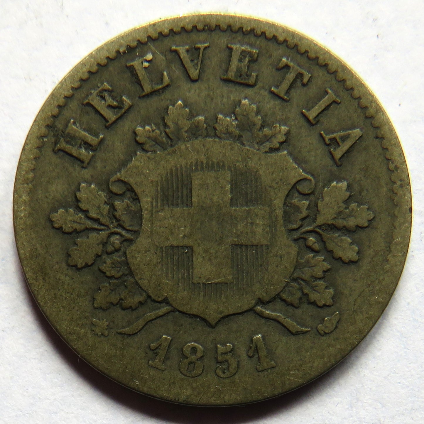 1851-BB Switzerland 10 Rappen Coin