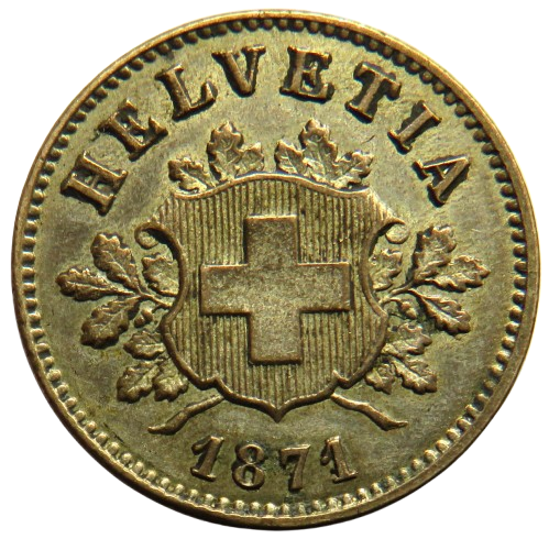 1871-B Switzerland 10 Rappen Coin