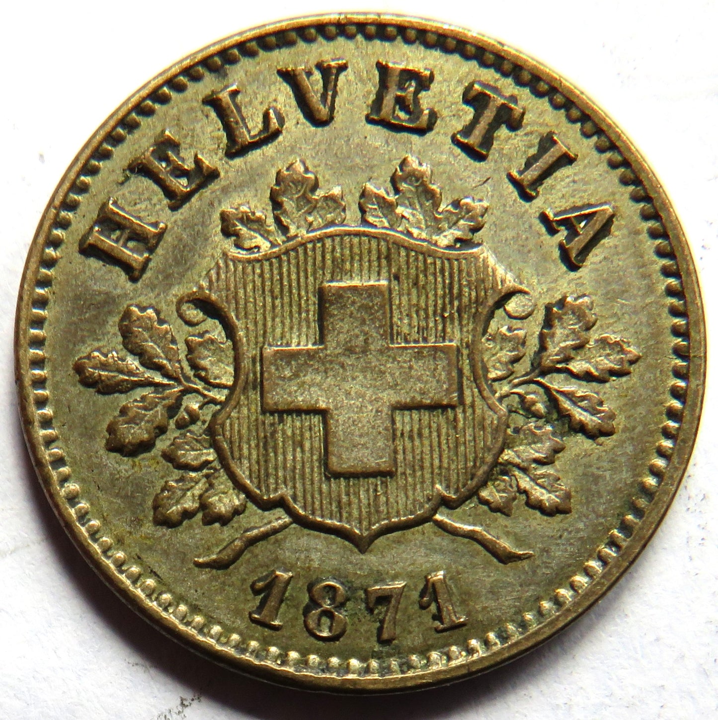 1871-B Switzerland 10 Rappen Coin