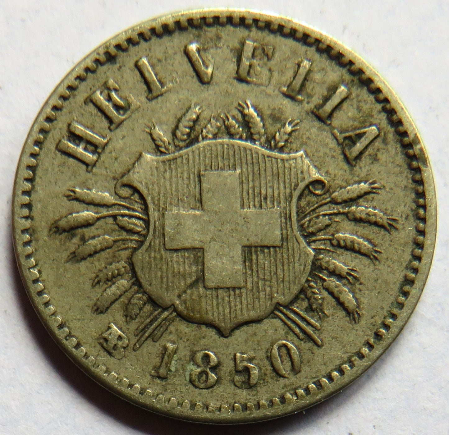 1850 AB Switzerland 5 Rappen Coin Scarce