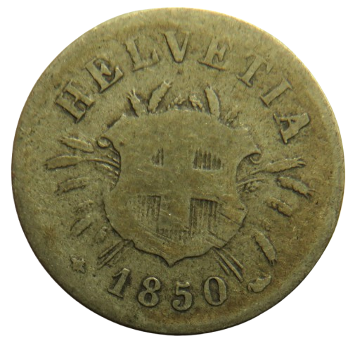 1850-BB Switzerland 5 Rappen Coin
