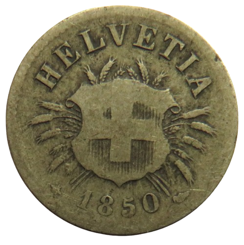 1850-BB Switzerland 5 Rappen Coin