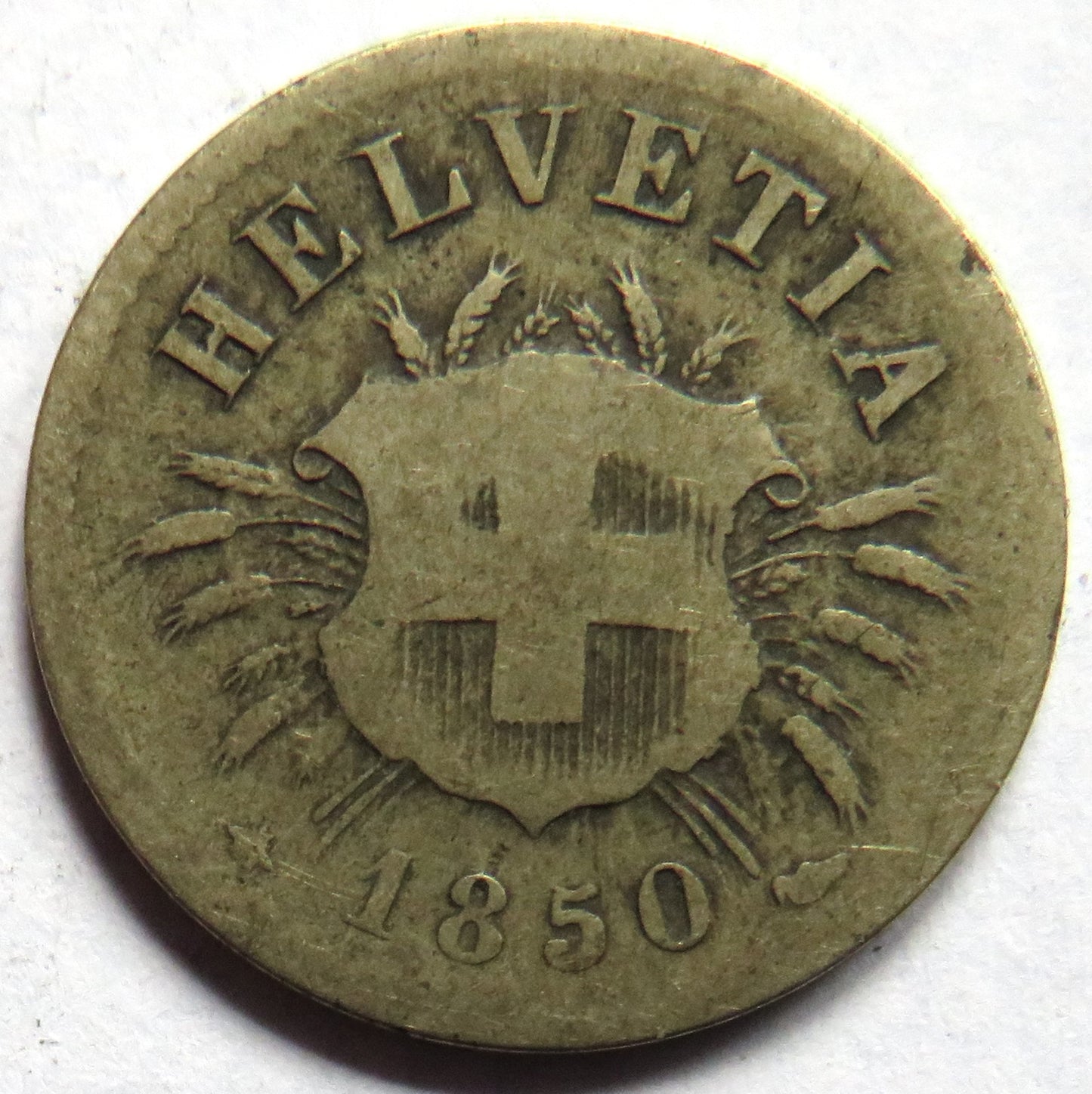 1850-BB Switzerland 5 Rappen Coin