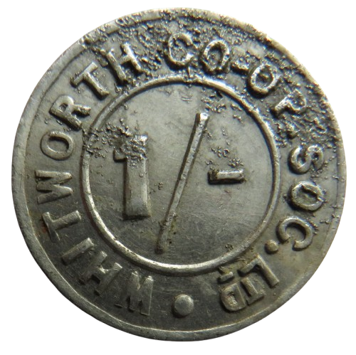 Whitworth Co-Operative Society 1/- One Shilling Token