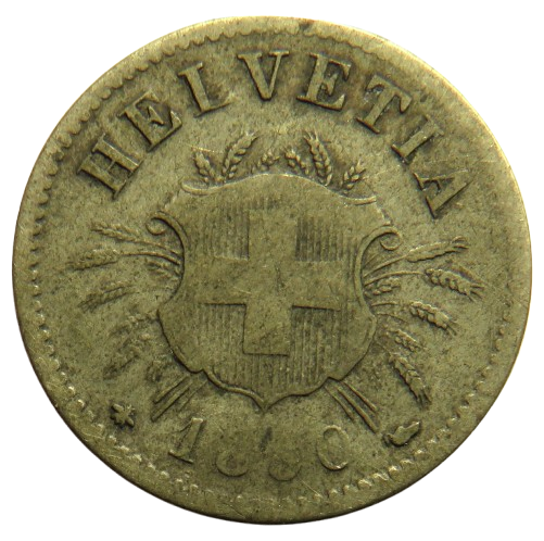 1850-BB Switzerland 5 Rappen Coin