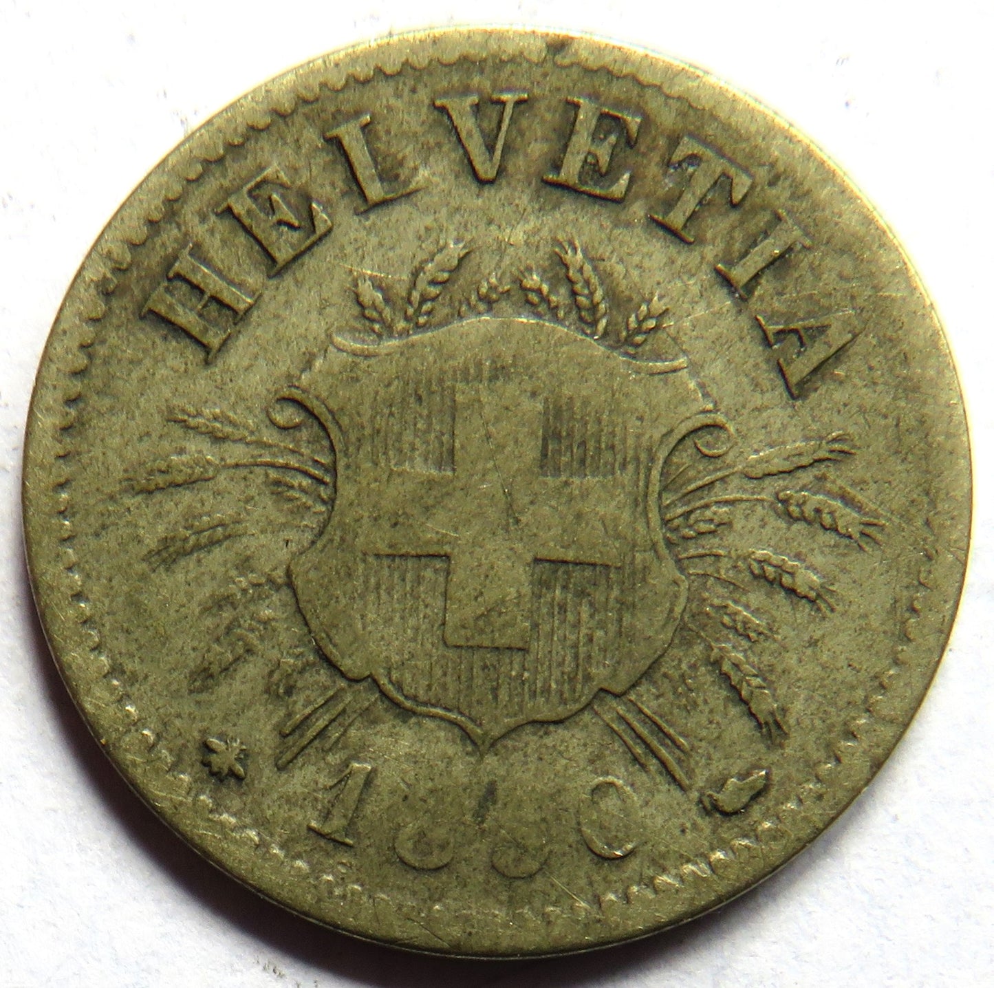 1850-BB Switzerland 5 Rappen Coin