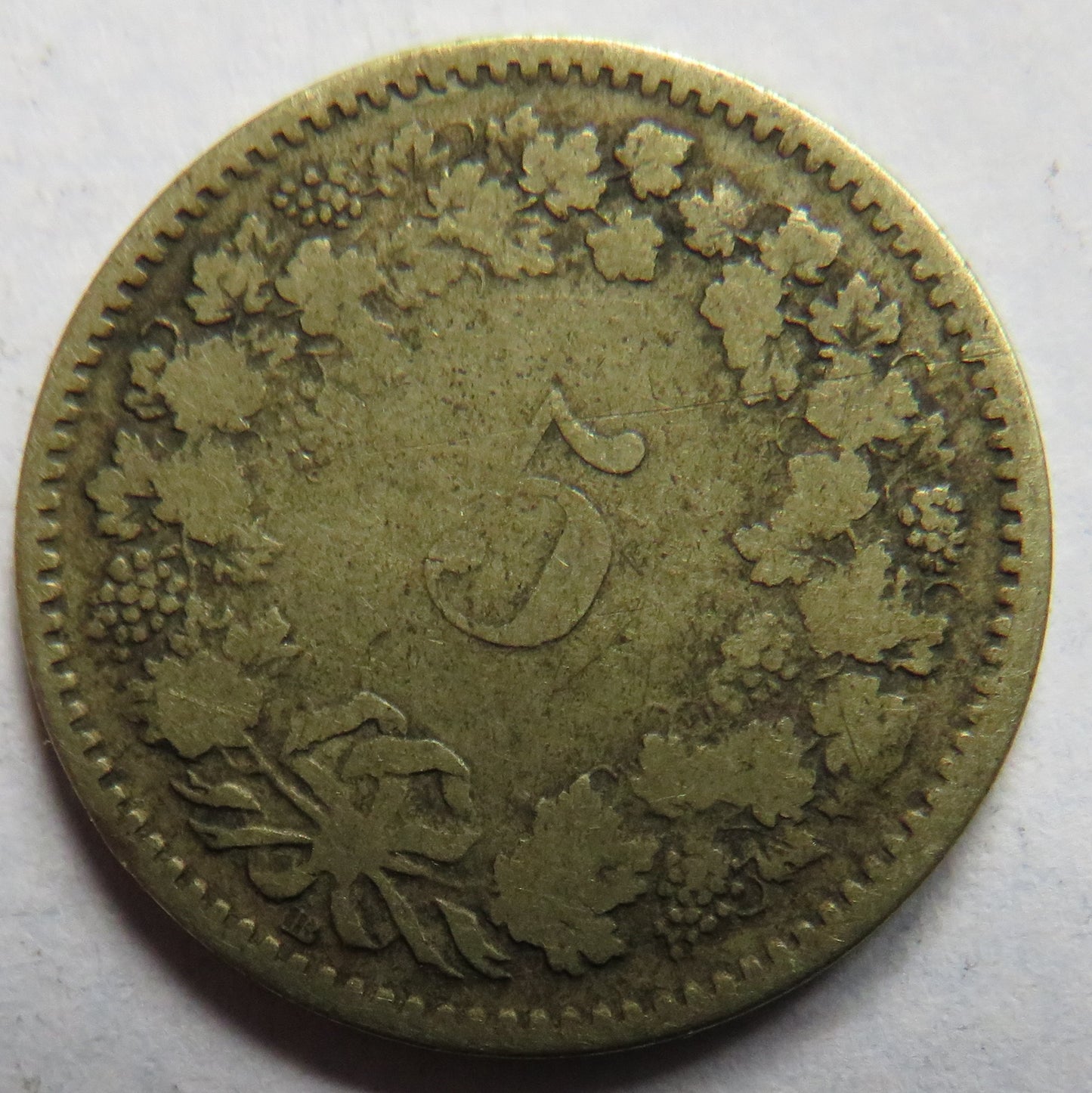 1850-BB Switzerland 5 Rappen Coin