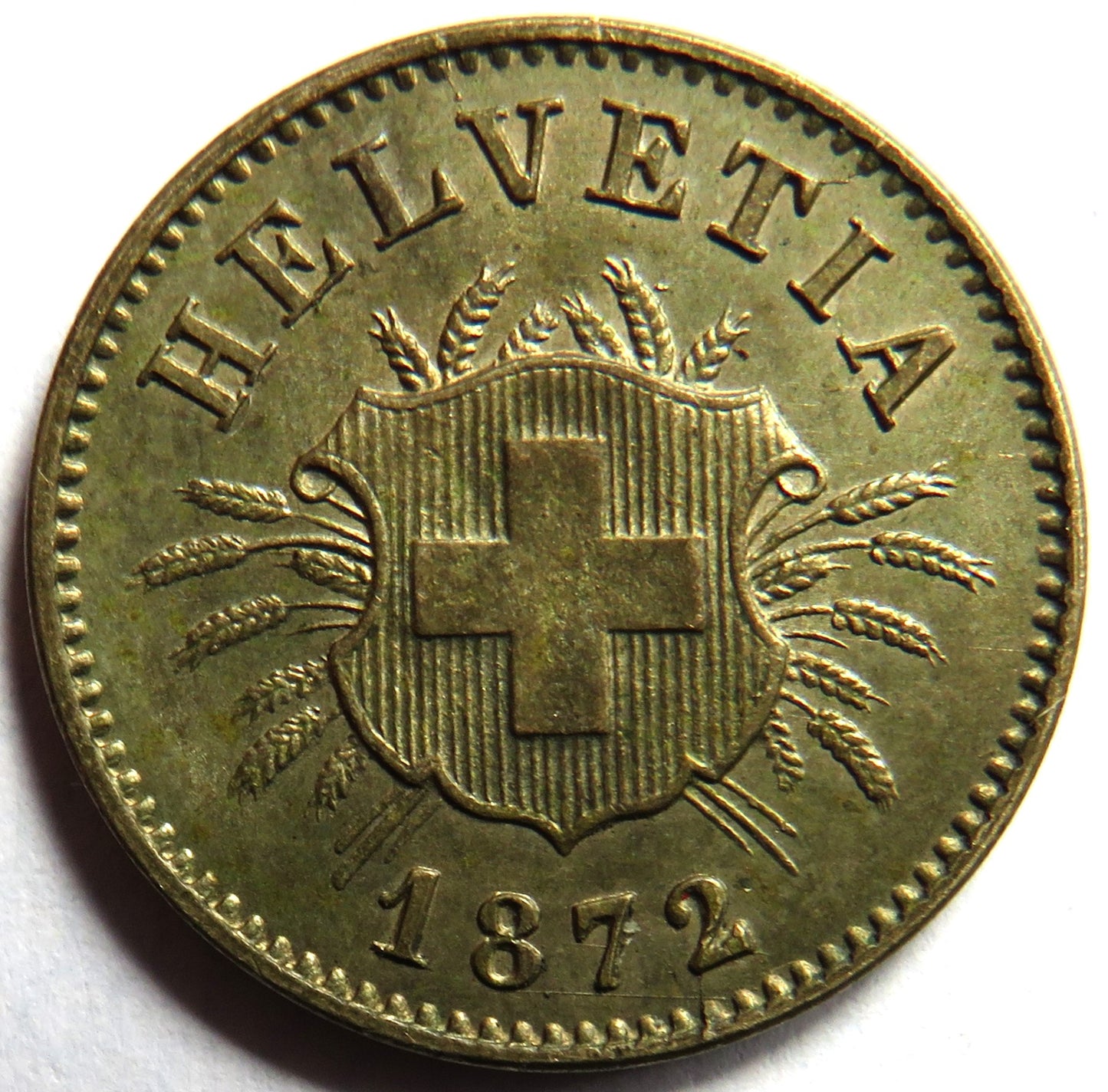 1872 Switzerland 5 Rappen Coin In High Grade