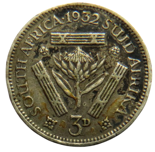 1932 King George V South Africa Silver Threepence Coin