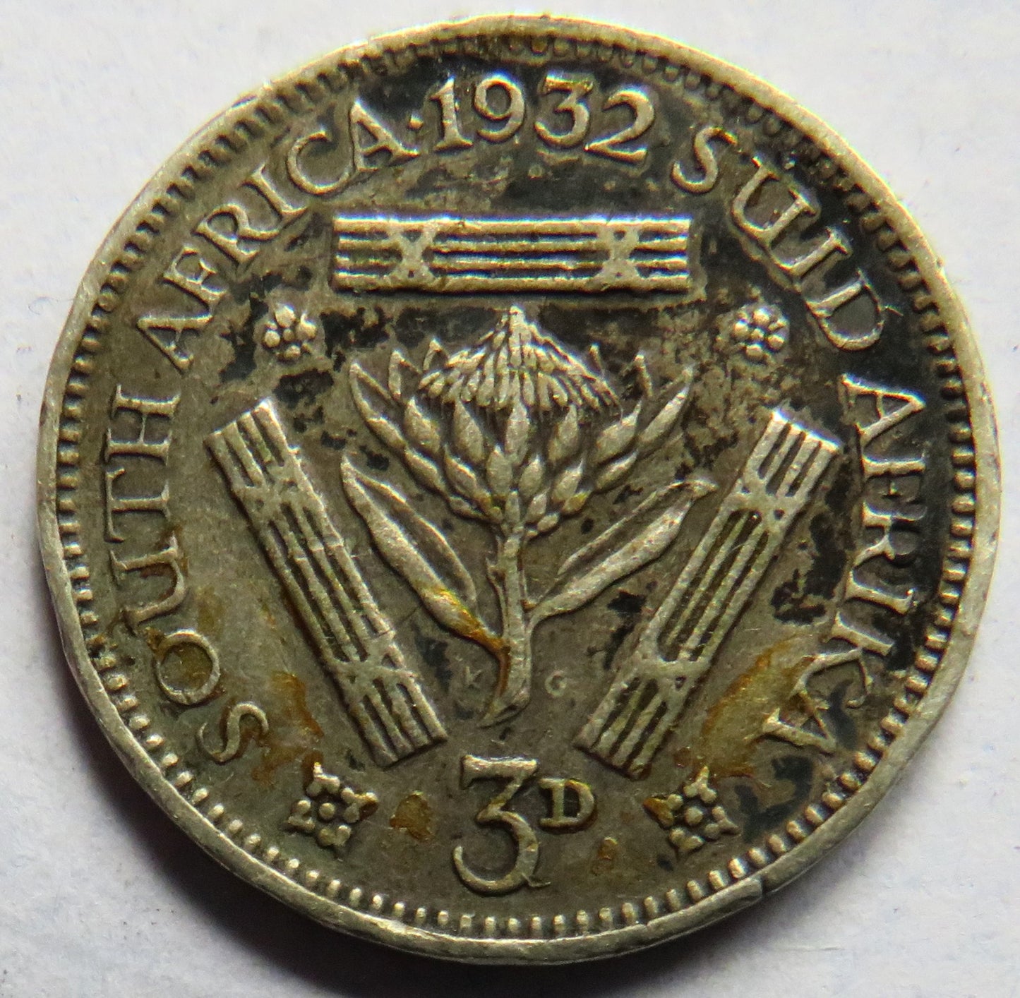 1932 King George V South Africa Silver Threepence Coin