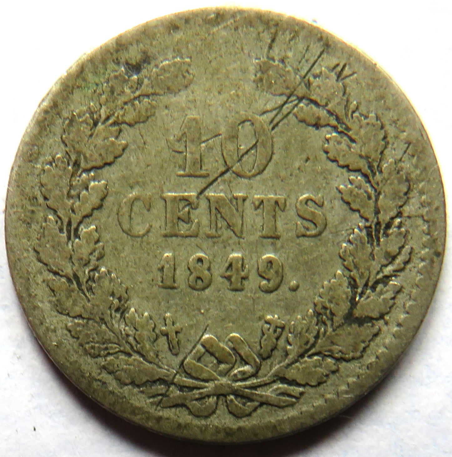 1849 Netherlands Silver 10 Cents Coin