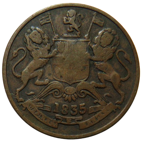 1835 East India Company 1/2 Anna Coin