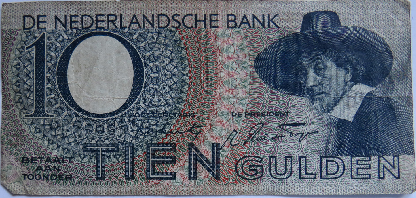 1944 Netherlands 10 Gulden Banknote