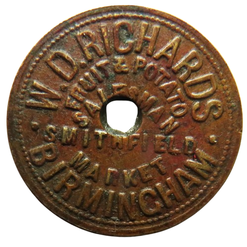 W.D. Richards Birmingham Vintage Token Fruit & Potato Salesman Smithfield Market
