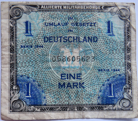 1944 Germany One Mark Banknote Allied Issue WWII