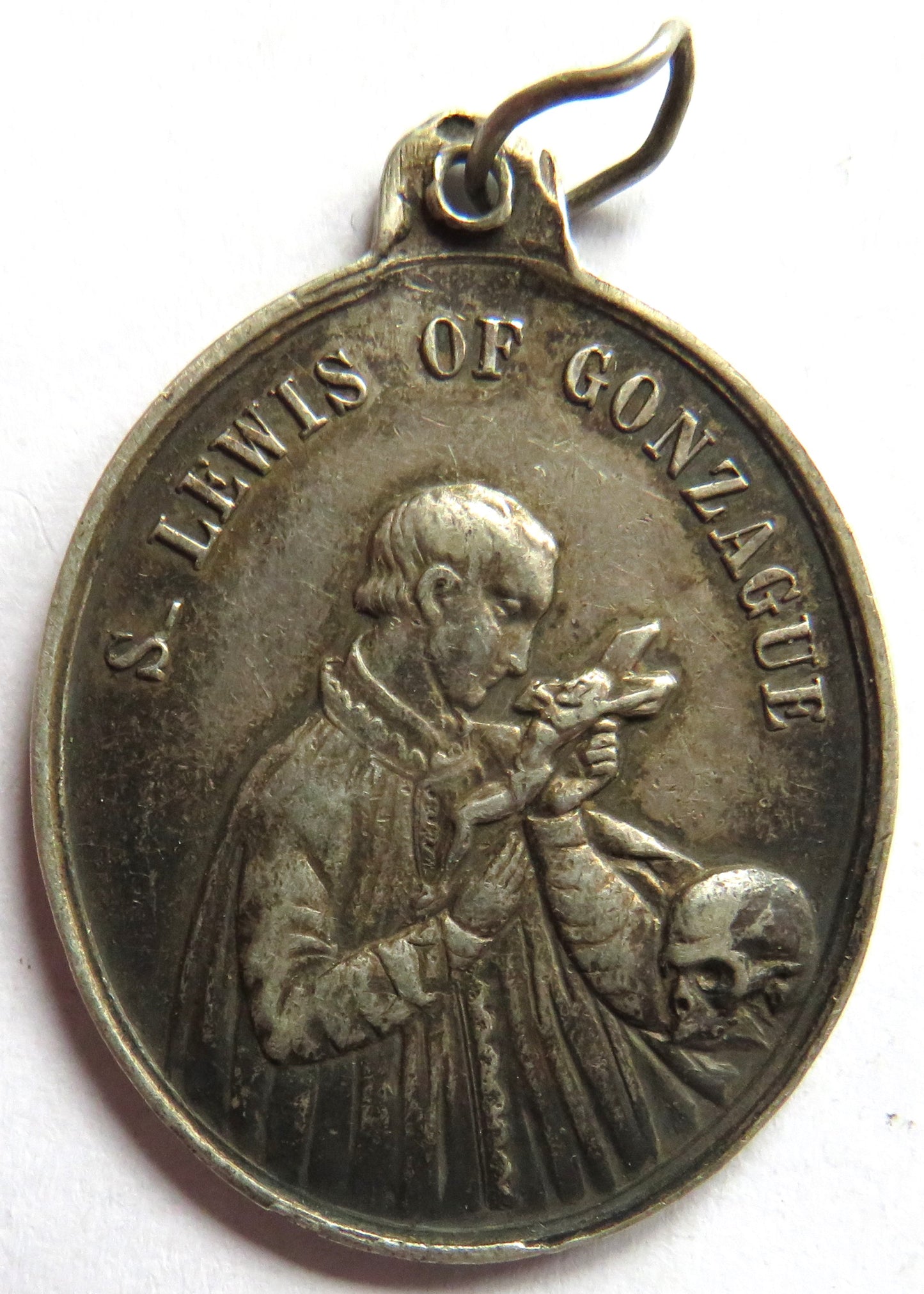 S. Lewis of Gonzague Vintage White Metal Medal