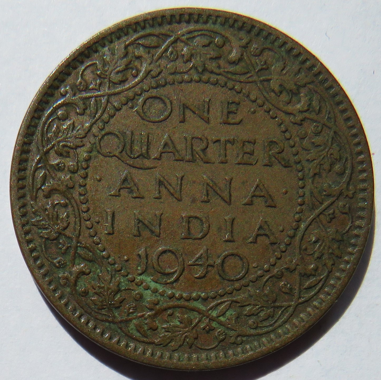 1940 King George VI India 1/4 Anna Coin