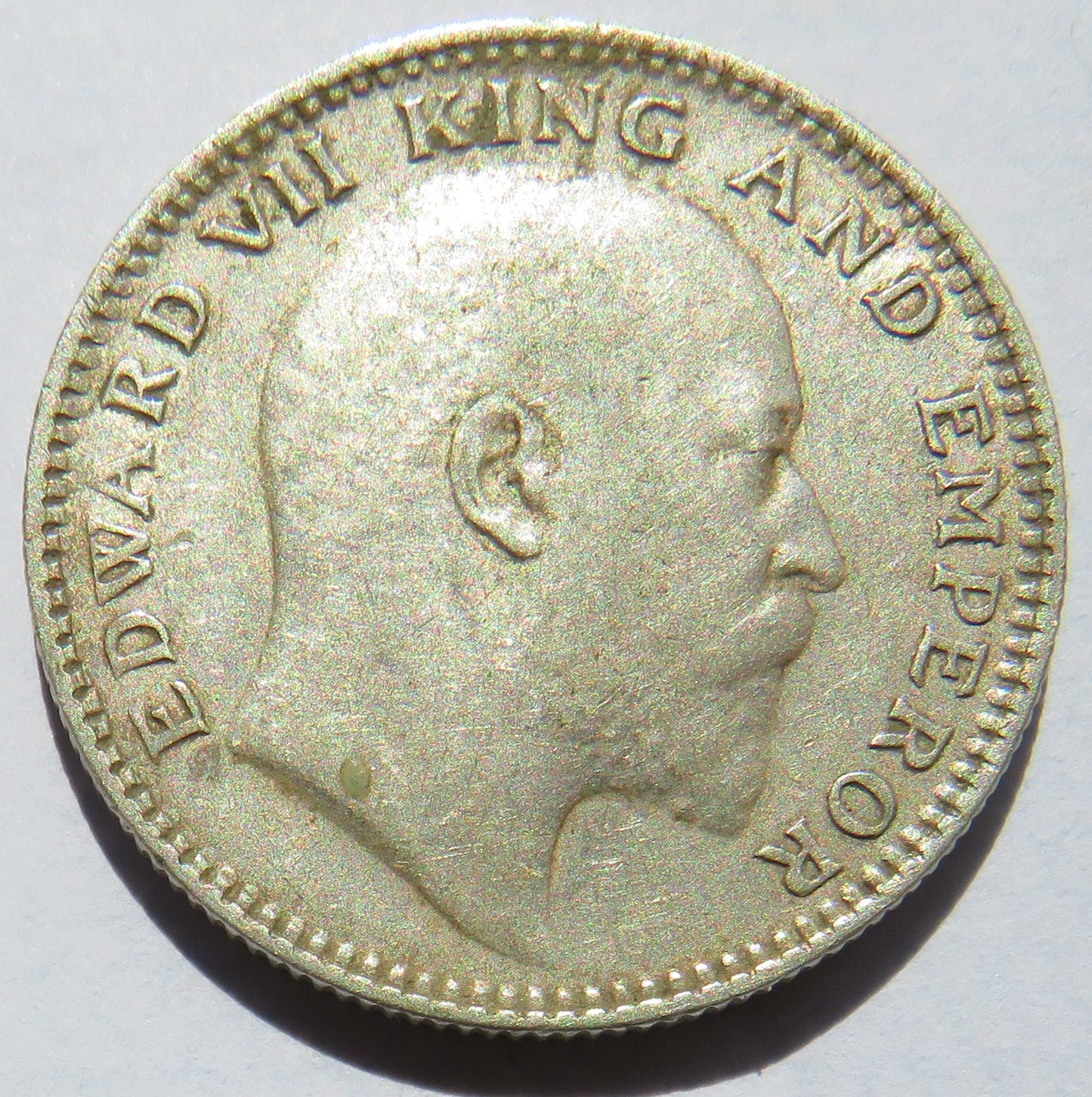 1908 King Edward VII India Silver 1/2 Rupee Coin