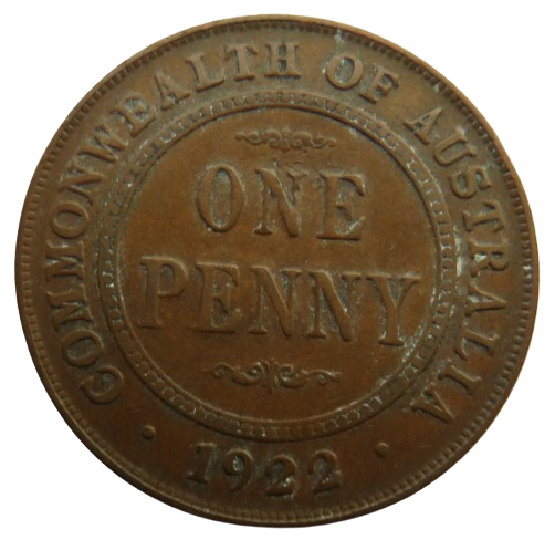 1922 King George V Australia One Penny Coin