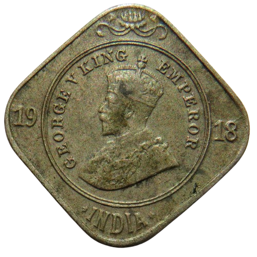 1918 King George V India 2 Annas Coin