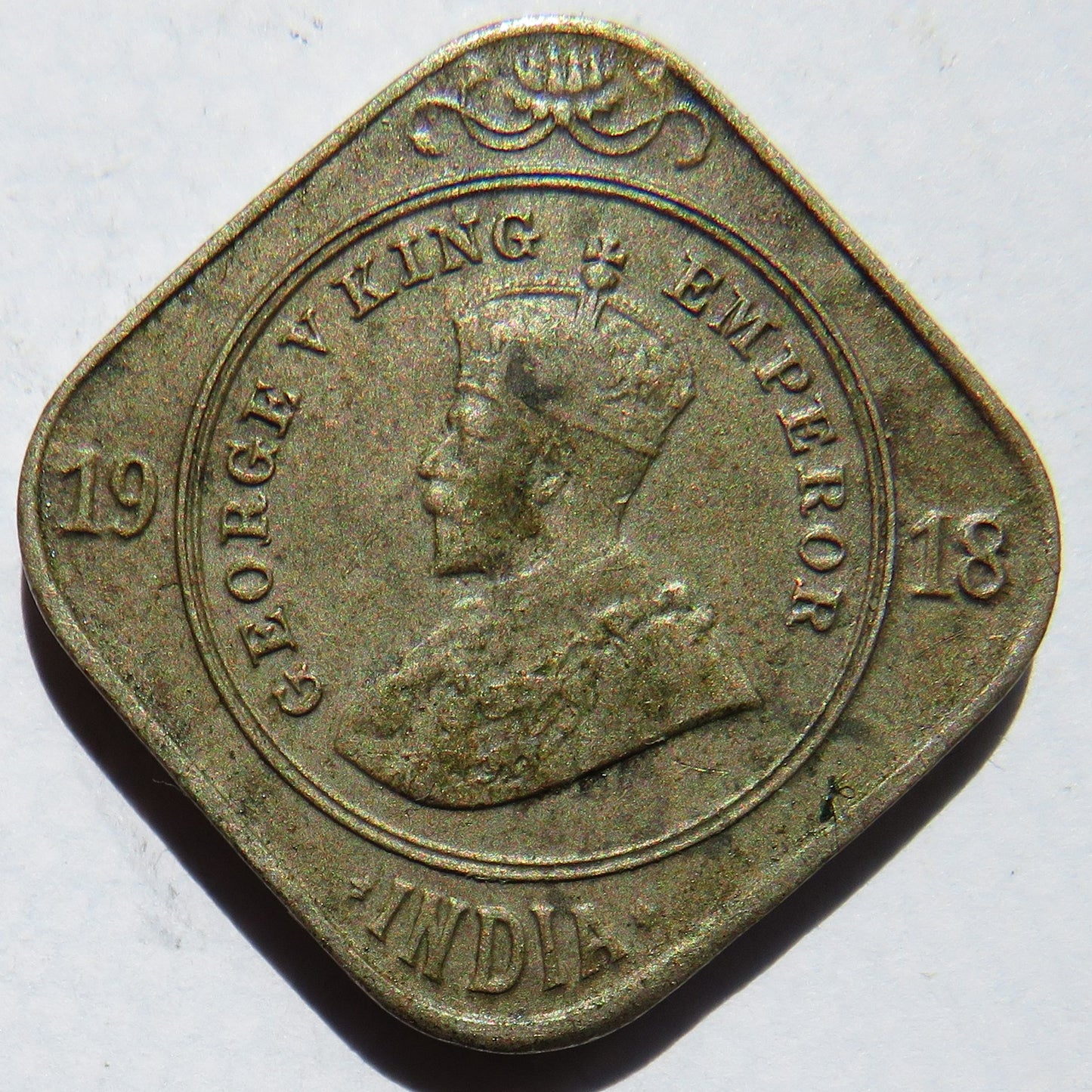 1918 King George V India 2 Annas Coin