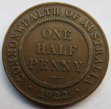 Load image into Gallery viewer, 1922 King George V Australia Halfpenny Coin
