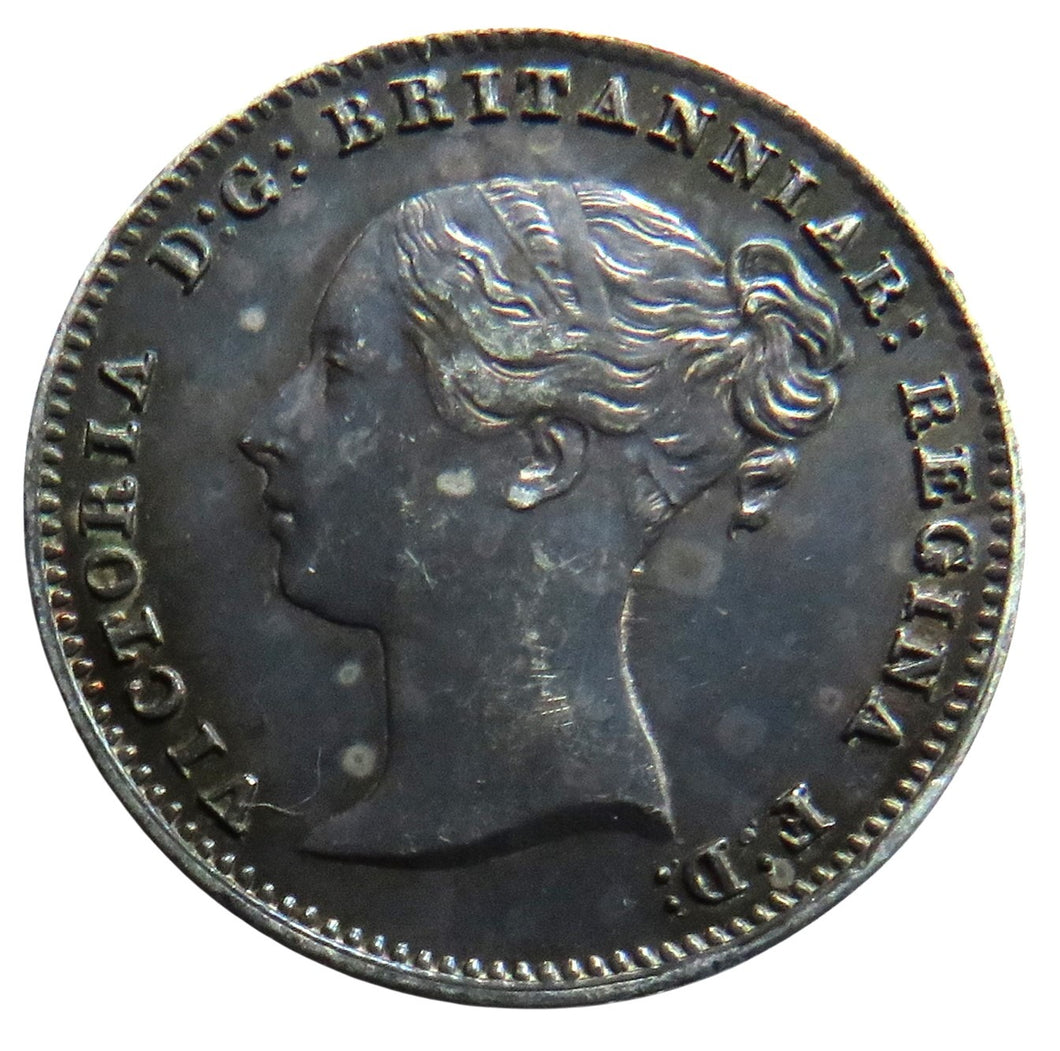 1843 Queen Victoria Silver Maundy Threepence Coin In High Grade