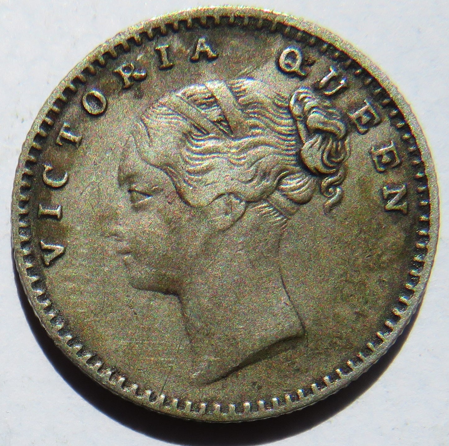 1840 Queen Victoria East India Company Silver 1/4 Rupee Coin