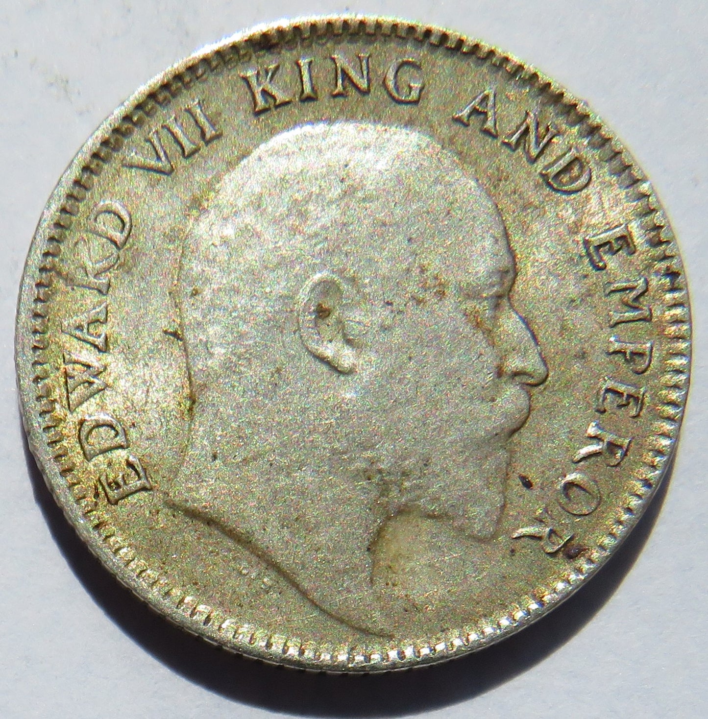 1910 King Edward VII India Silver 1/4 Rupee Coin