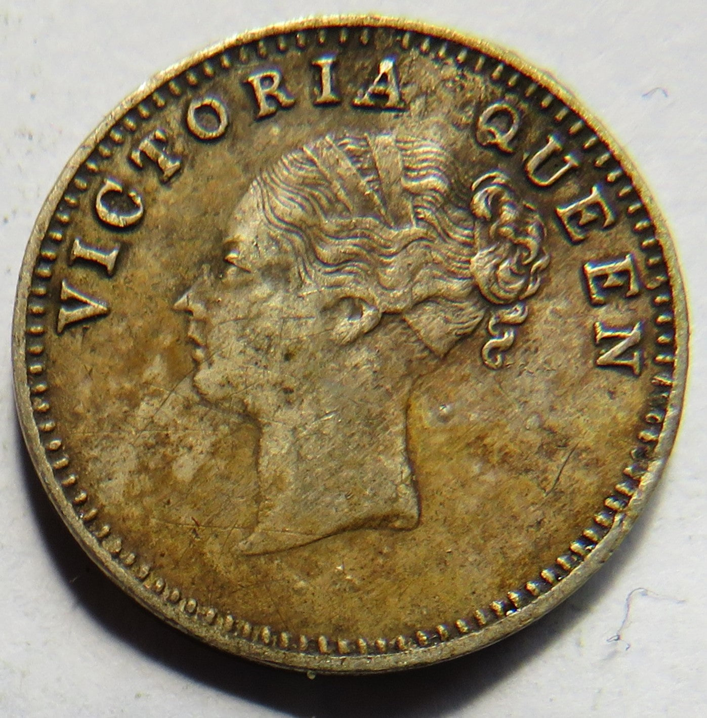 1841 Queen Victoria East India Company Silver 2 Annas Coin