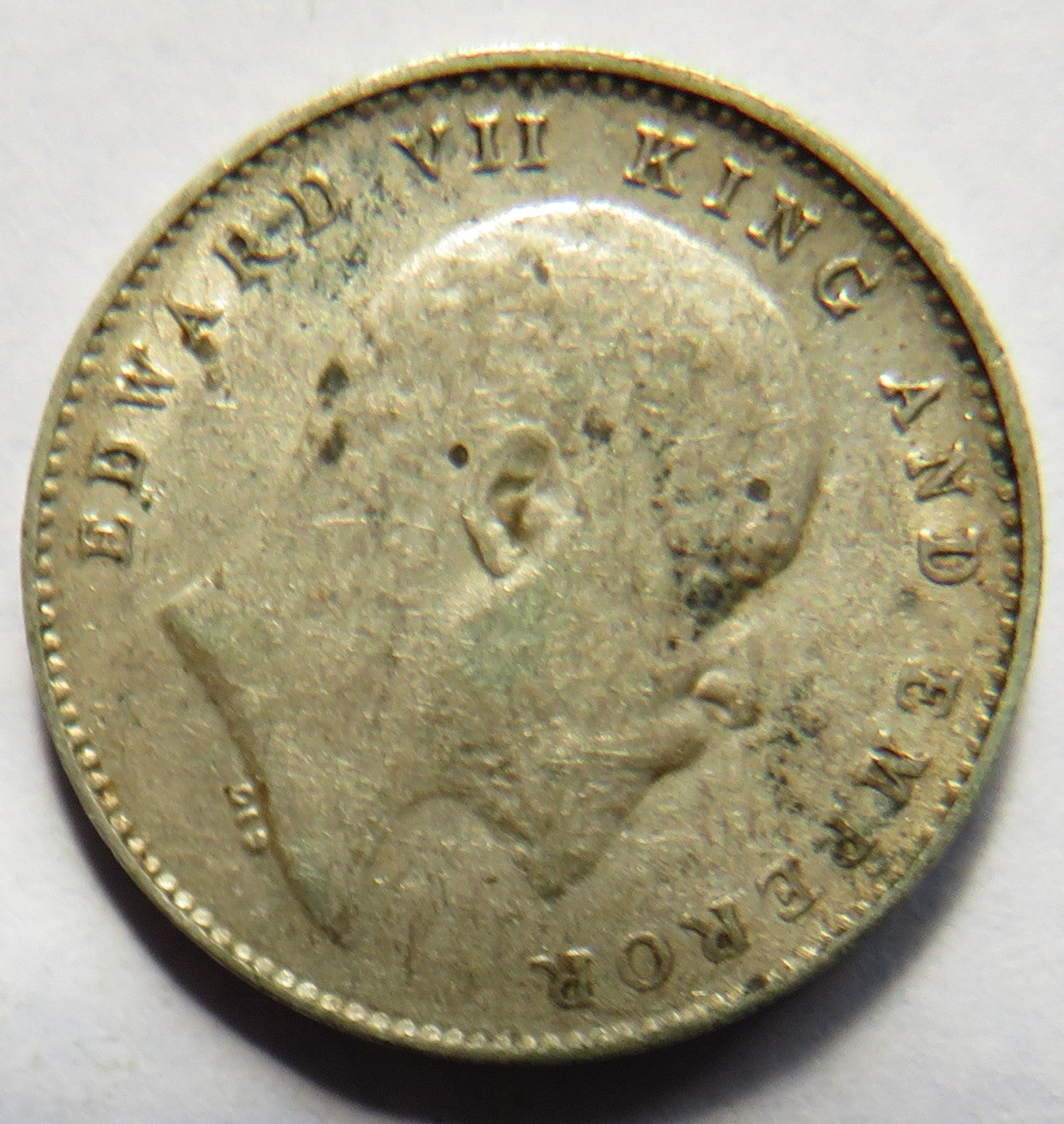 1910 King Edward VII India Silver 2 Annas Coin